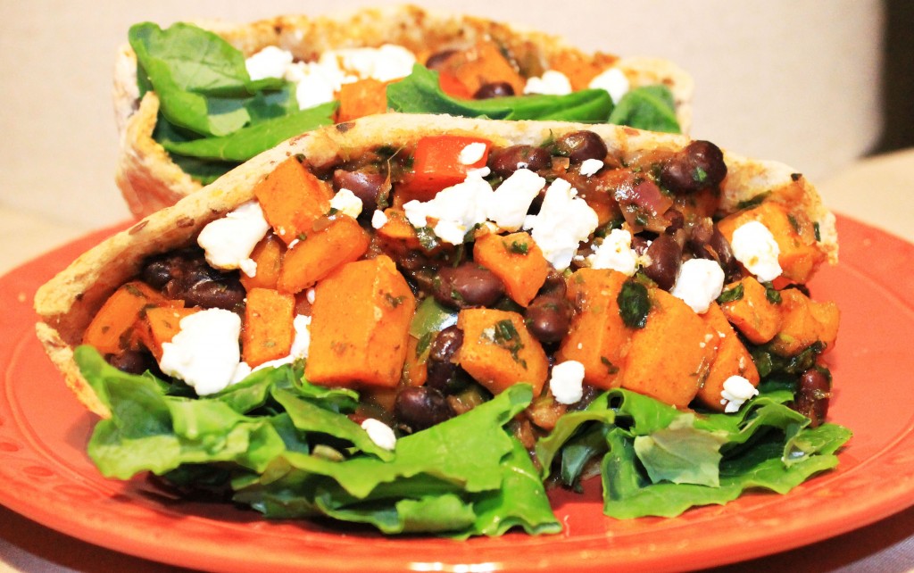 Roasted Sweet Potato black bean pita_cropped