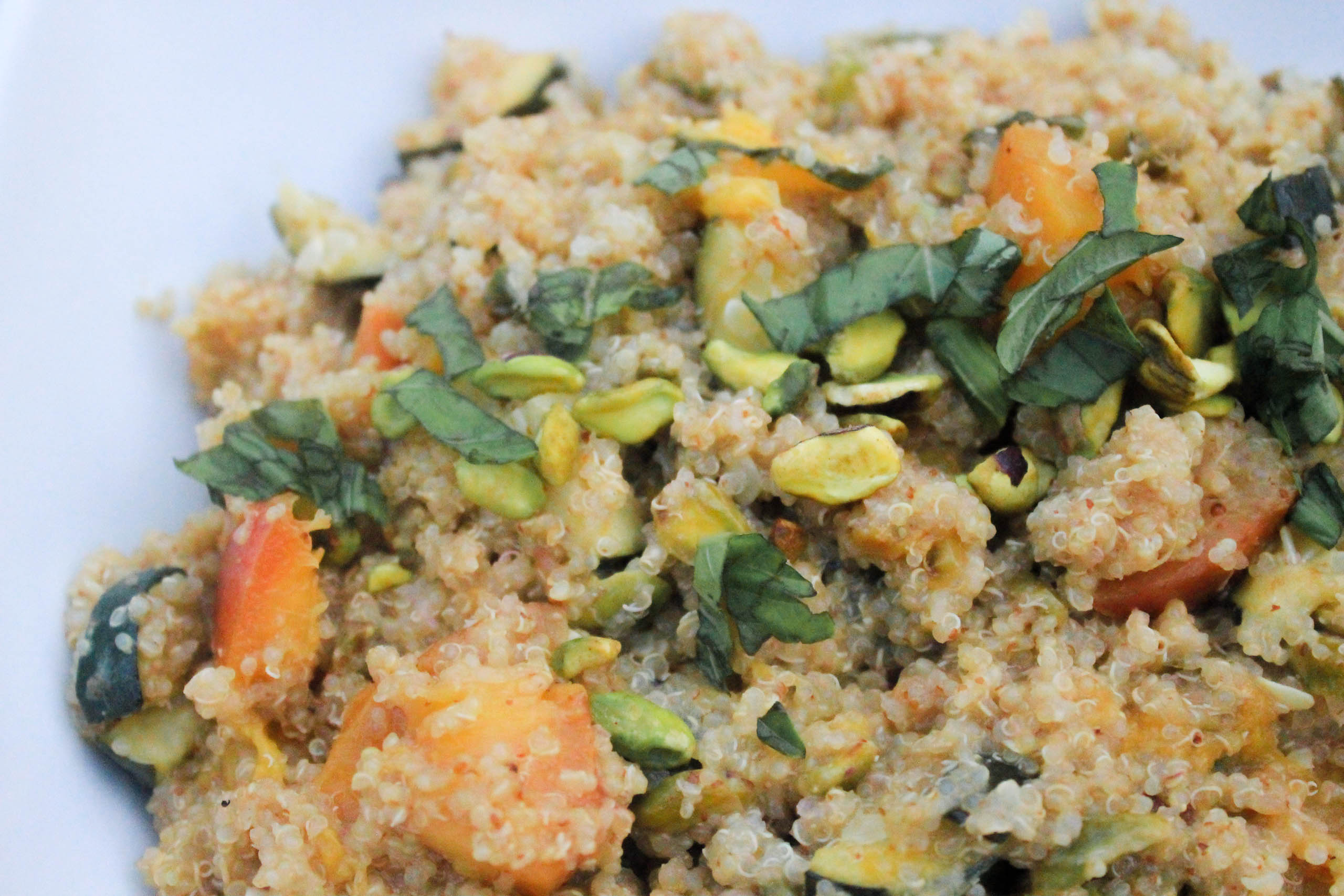 Grilled nectarine & pistachio quinoa salad