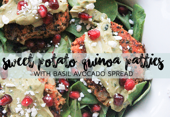 Sweet Potato Quinoa Patties with Basil Avocado Spread